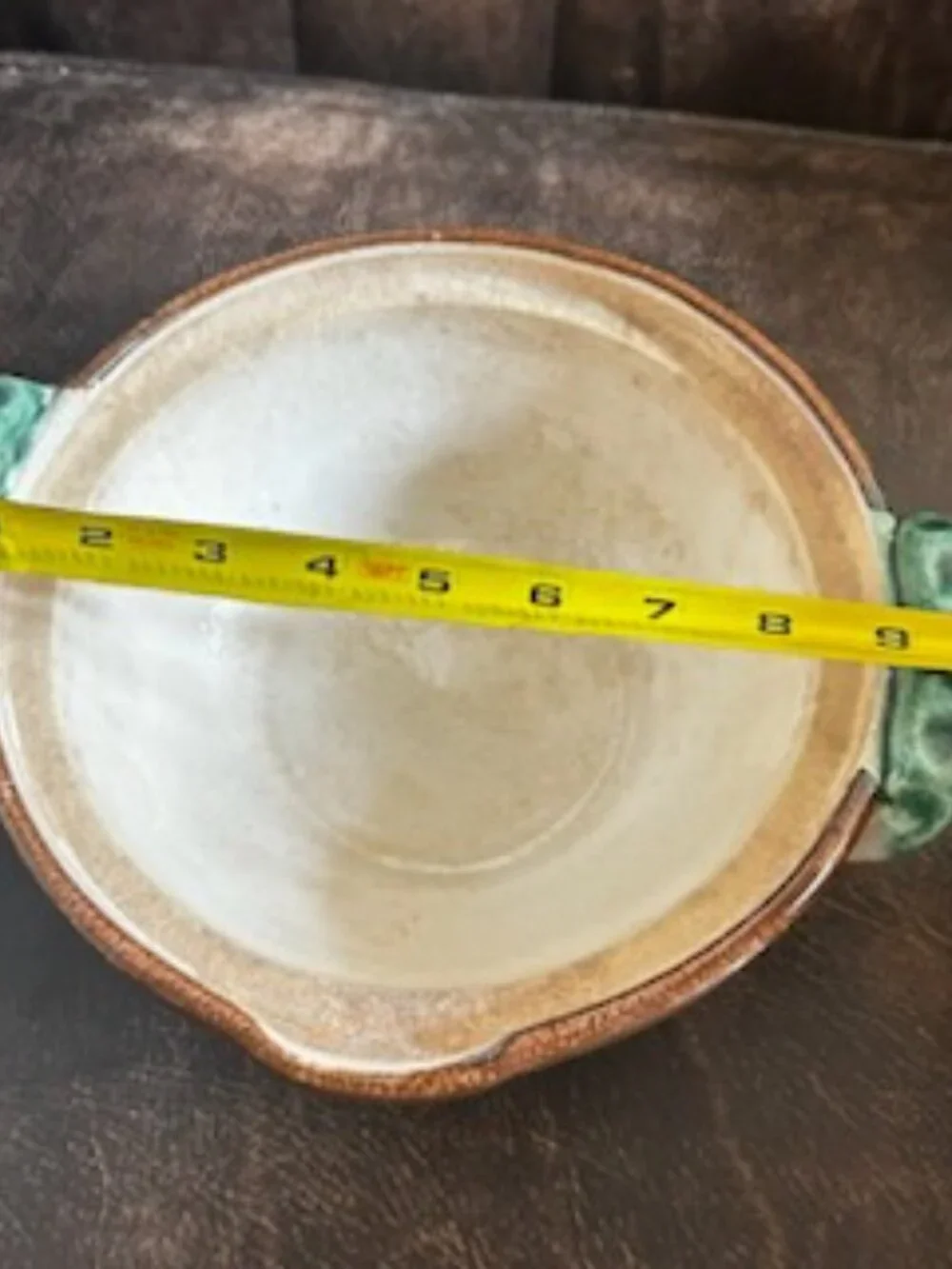Rare Japanese Donabe Pottery Hot Pot Green-Glazed Lid Brown-Painted Ornate Base